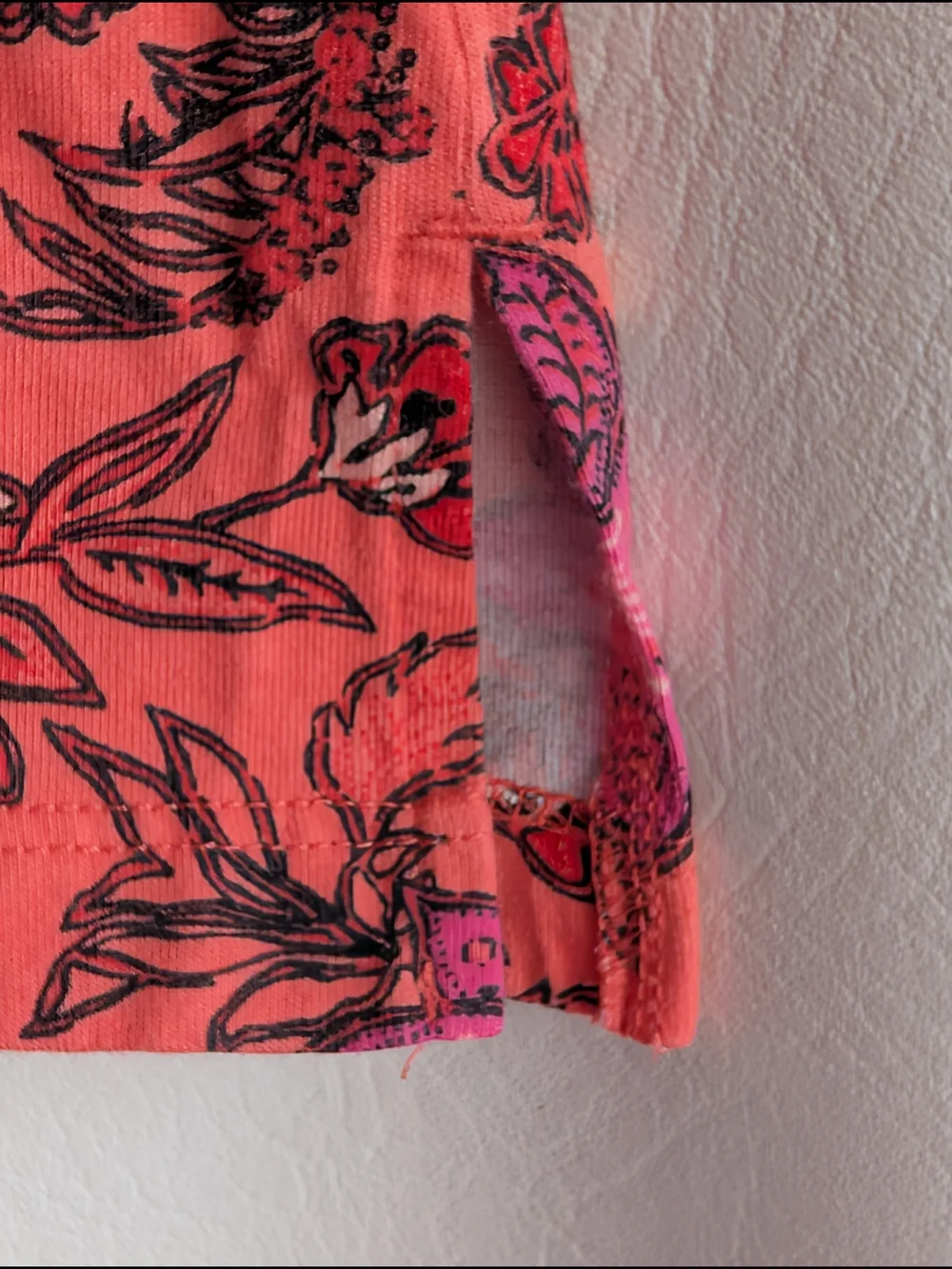 Lands End Orange Floral Cotton Jersey Sleeveless Dress Pockets - M - Picture 7 of 14